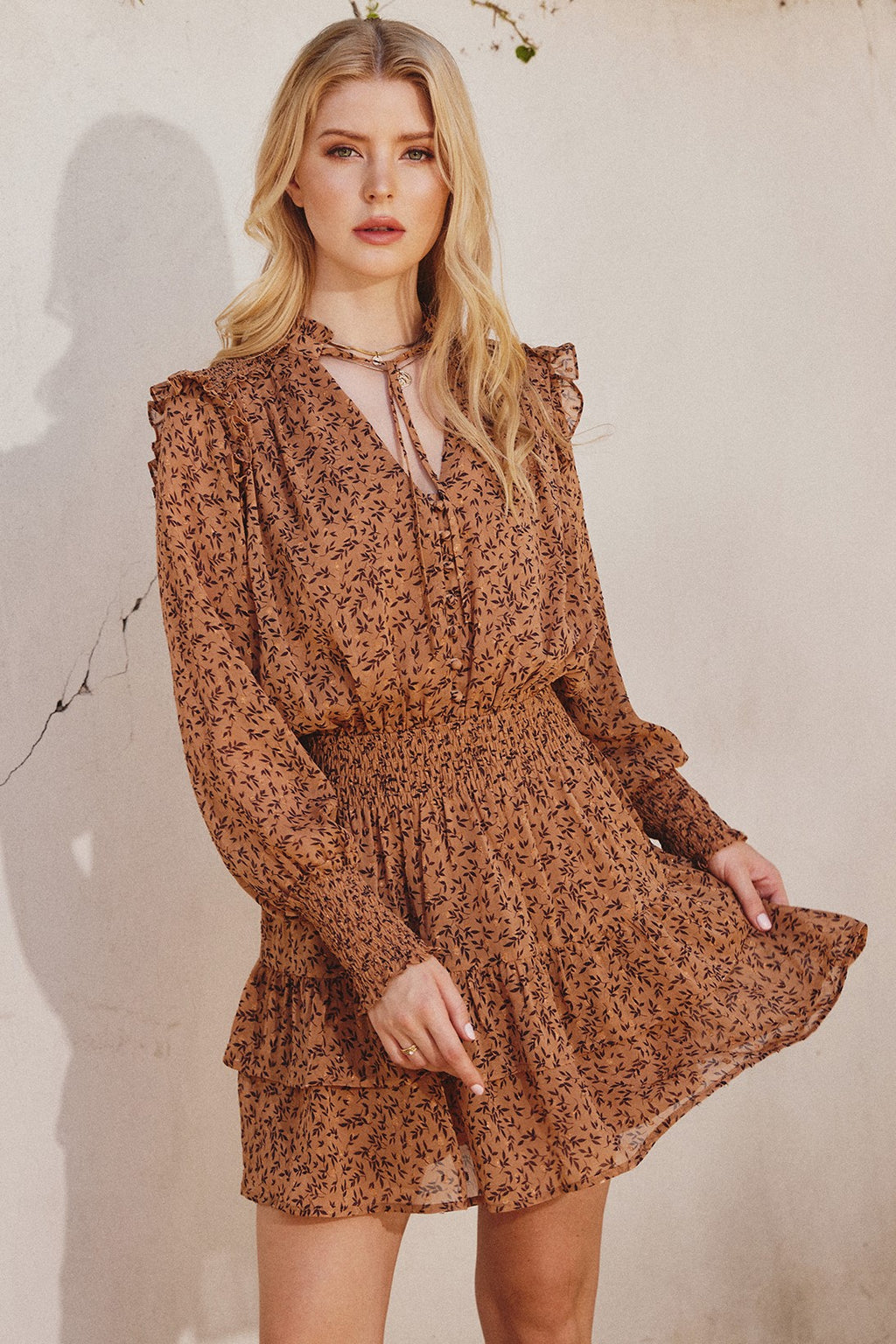 Clip Dot Shirred Waist Dress main image 0
