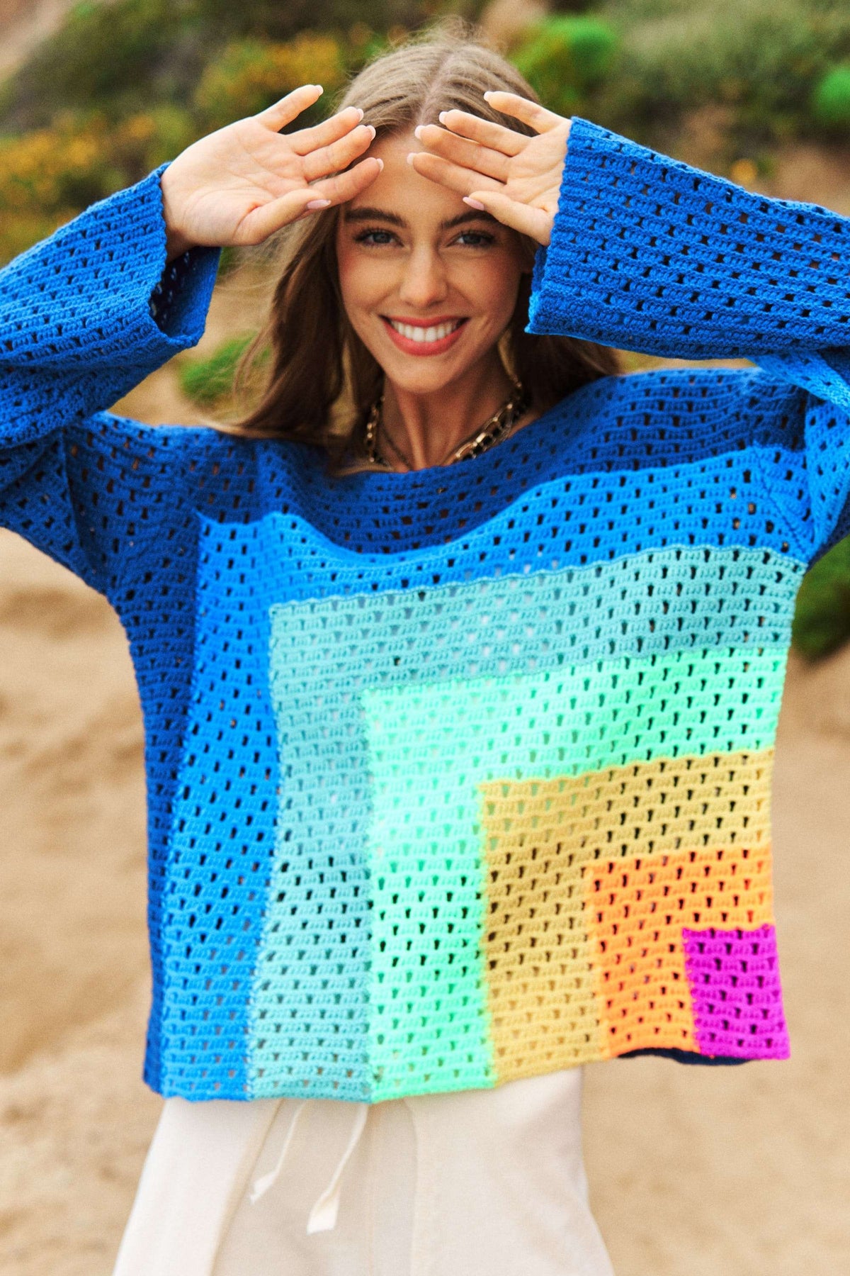 Multicolor Blocked Knit Sweater