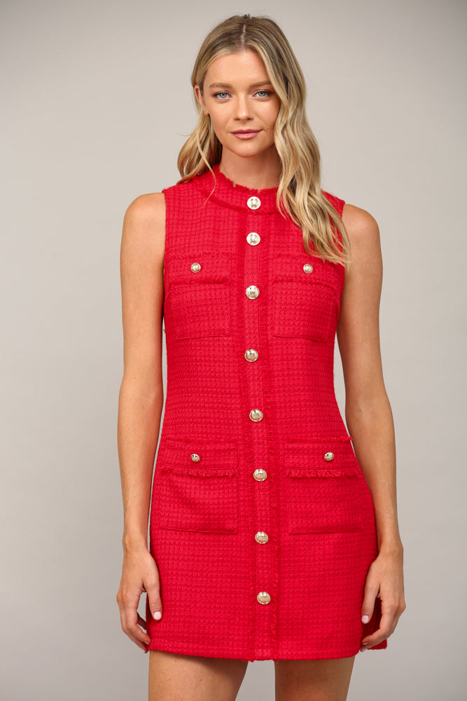 sleeveless tweed mini dress Sleeveless Tweed Mini Dress – Penelope The Label