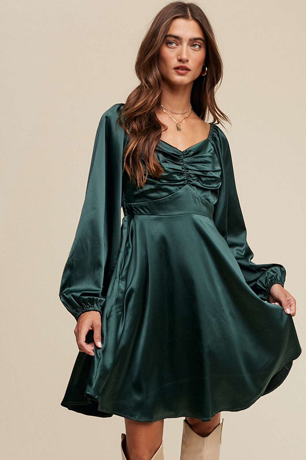 Cinched Satin Mini Dress Cinched Satin Mini Dress