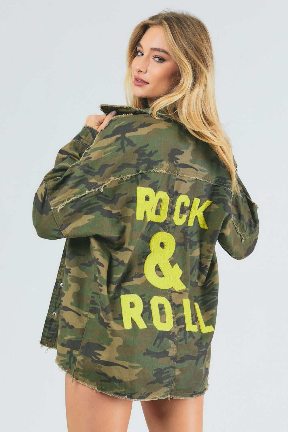 Oversized Camo Rock & Roll Jacket