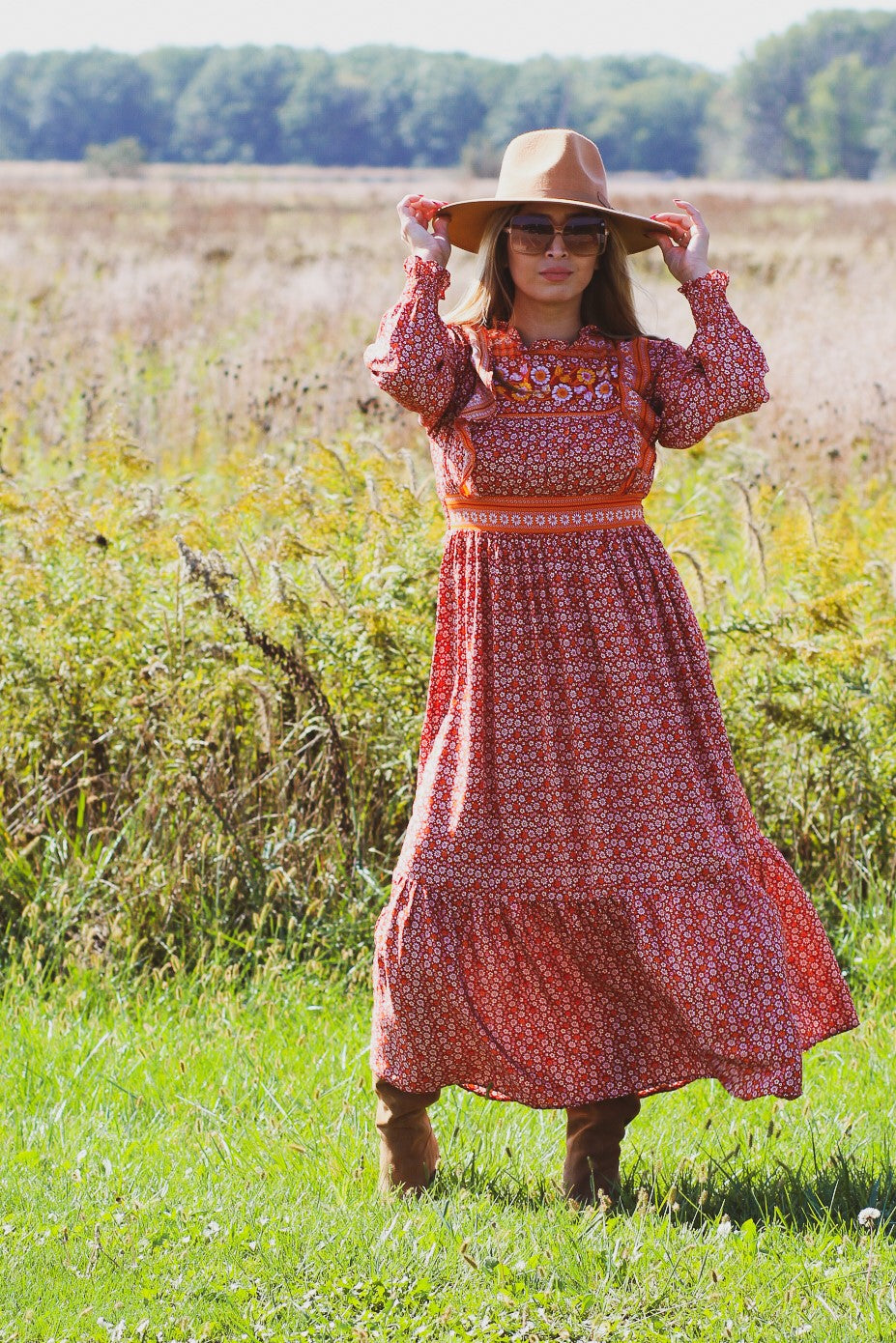 Boho Floral Print Midi Dress Penelope The Label Boho Floral Print Midi Dress Penelope The Label