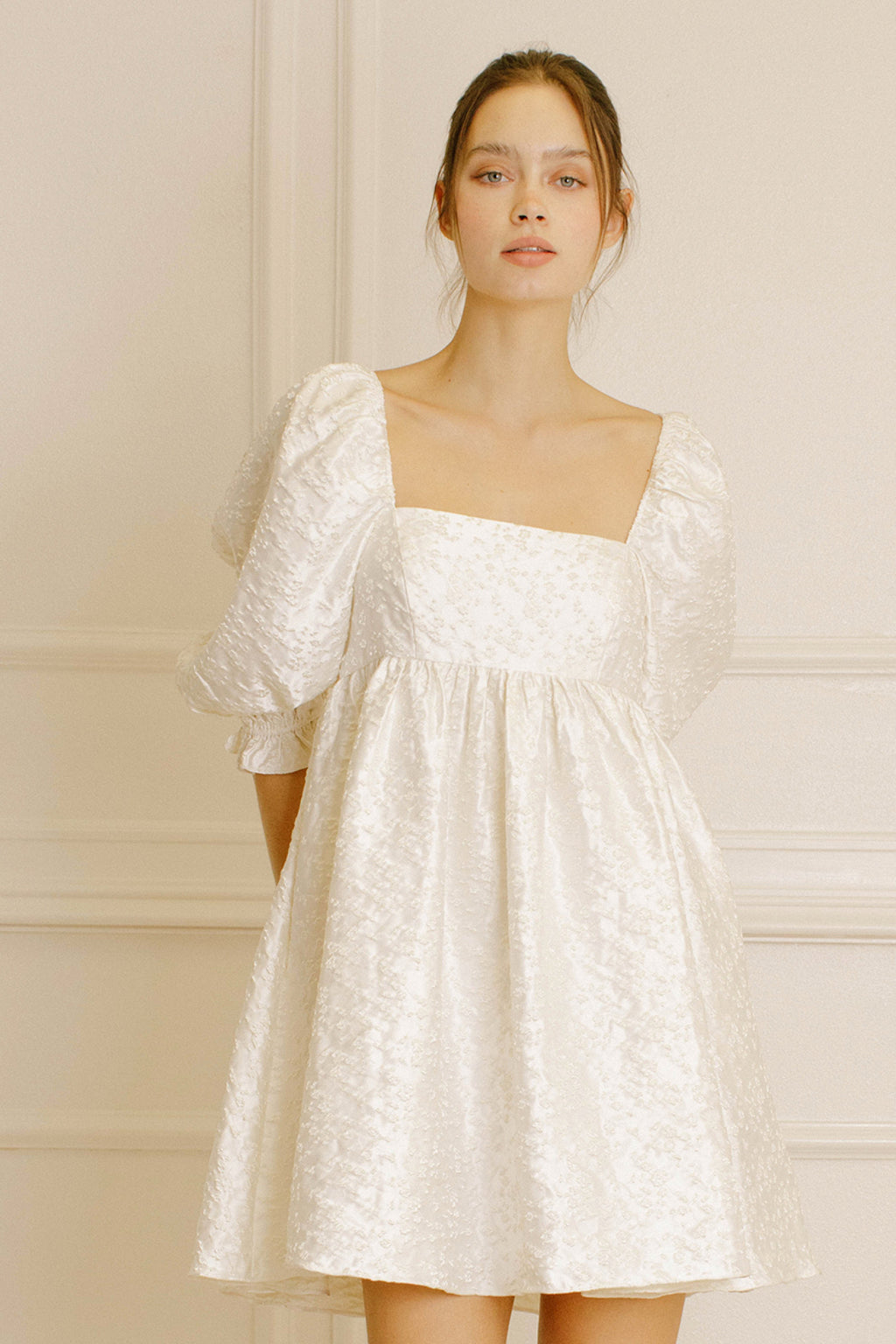 Baby doll mini Dress in wool and silk