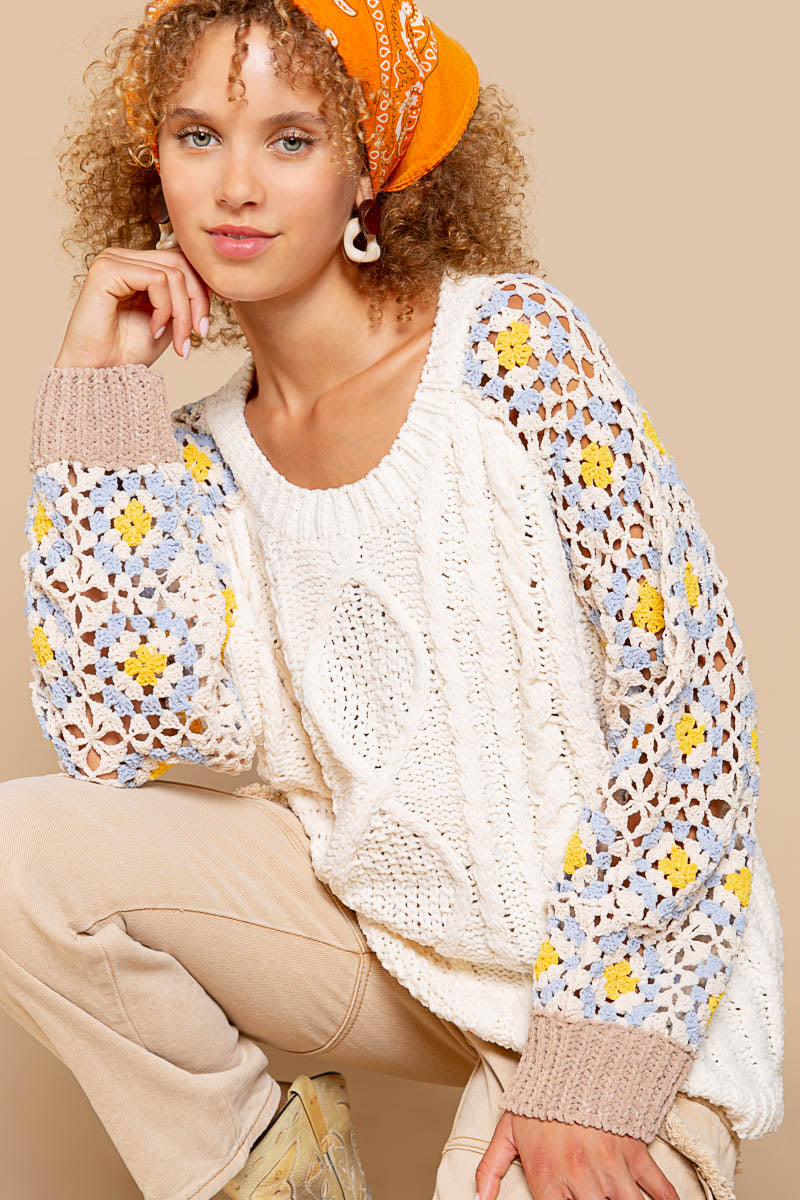 Joy Crochet Sleeve Sweater