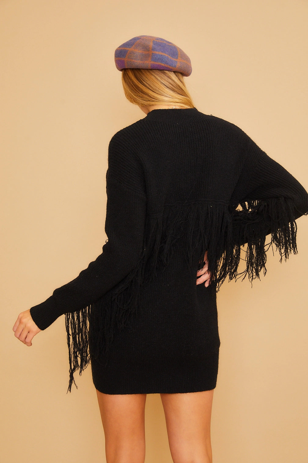 Sweater Dress With Fringe Detail Penelope The Label Sweater Dress With Fringe Detail Penelope The Label