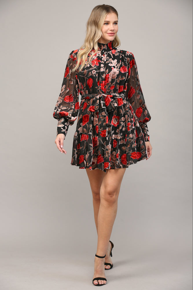 Floral Burnout Velvet Mini Dress Penelope The Label Floral Burnout Velvet Mini Dress Penelope The Label