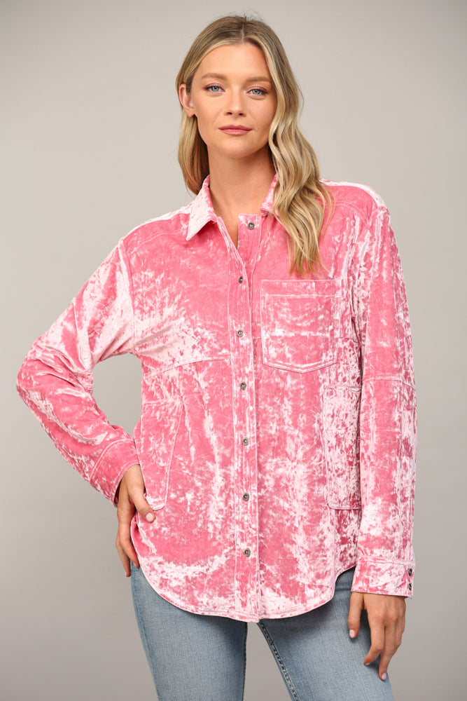 Crushed Velvet Button Down Shirt Crushed Velvet Button Down Shirt