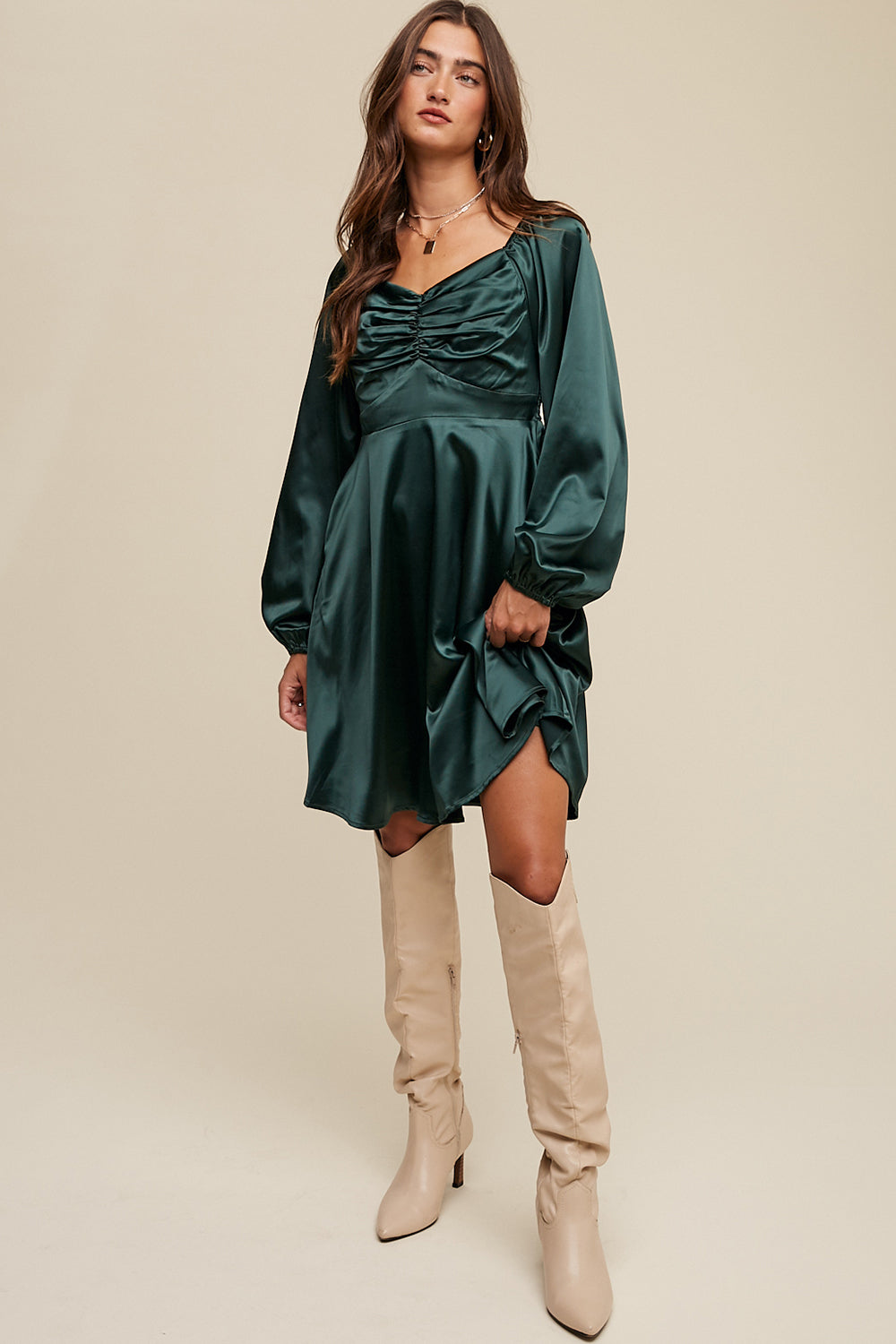 Cinched Satin Mini Dress Cinched Satin Mini Dress