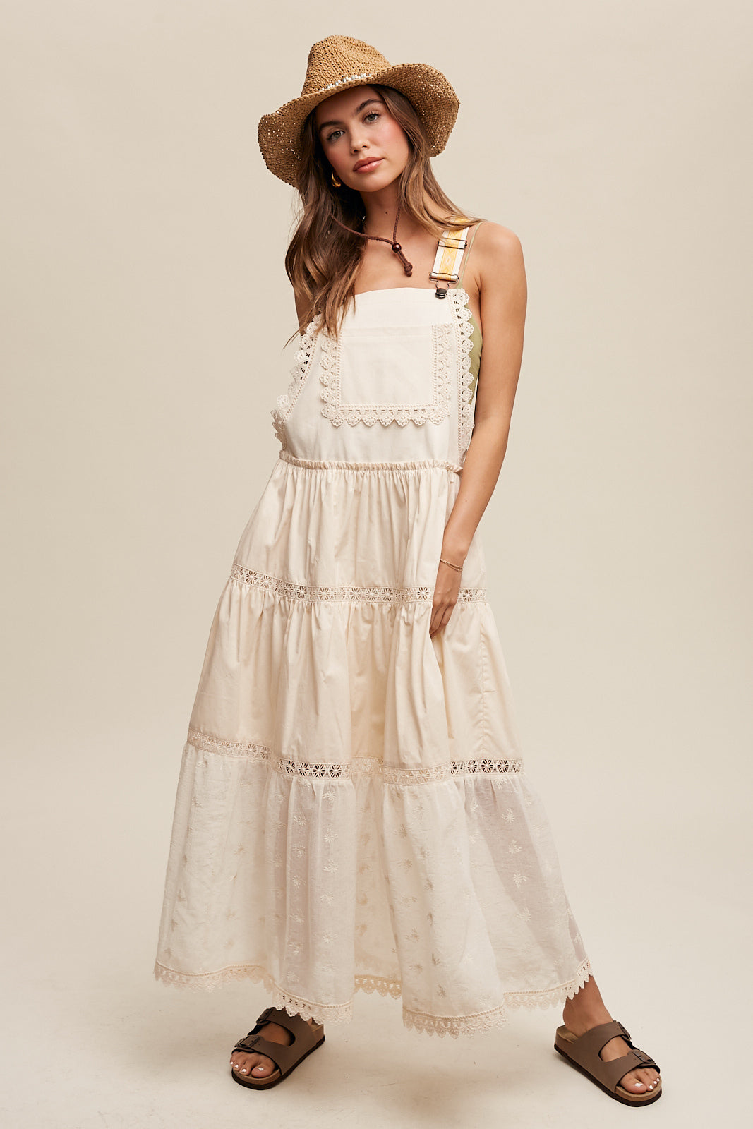 Laced and Tiered Romantic Overall Maxi Dress – Penelope The Label