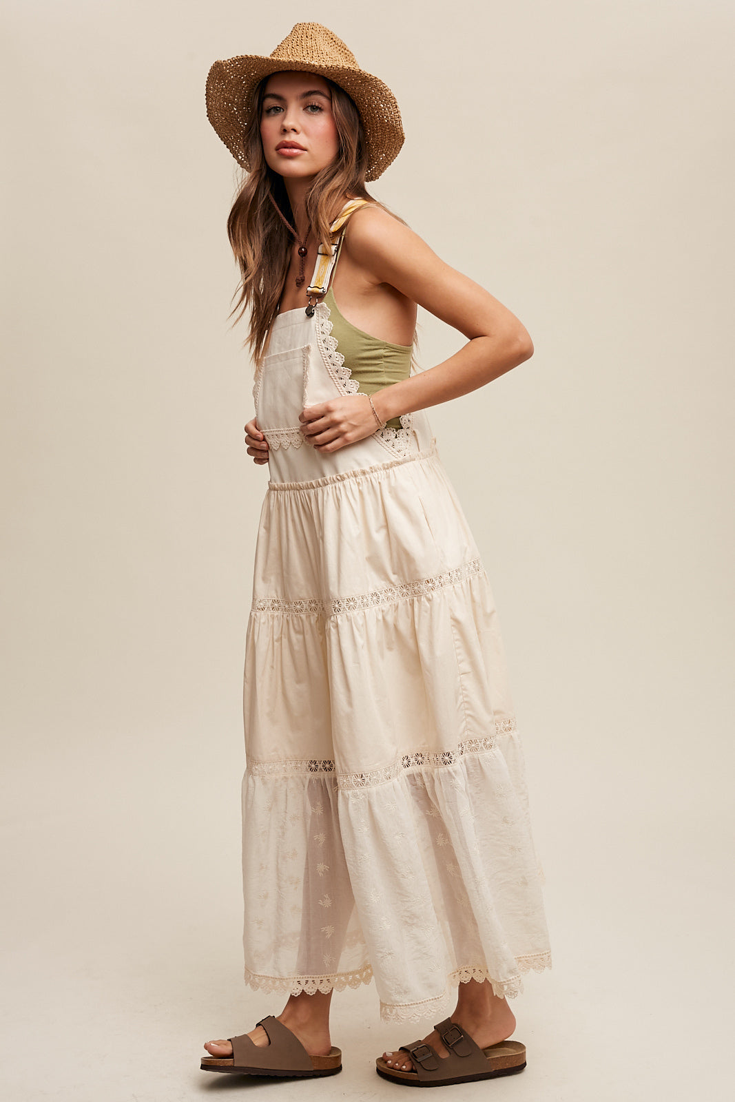 Laced and Tiered Romantic Overall Maxi Dress – Penelope The Label