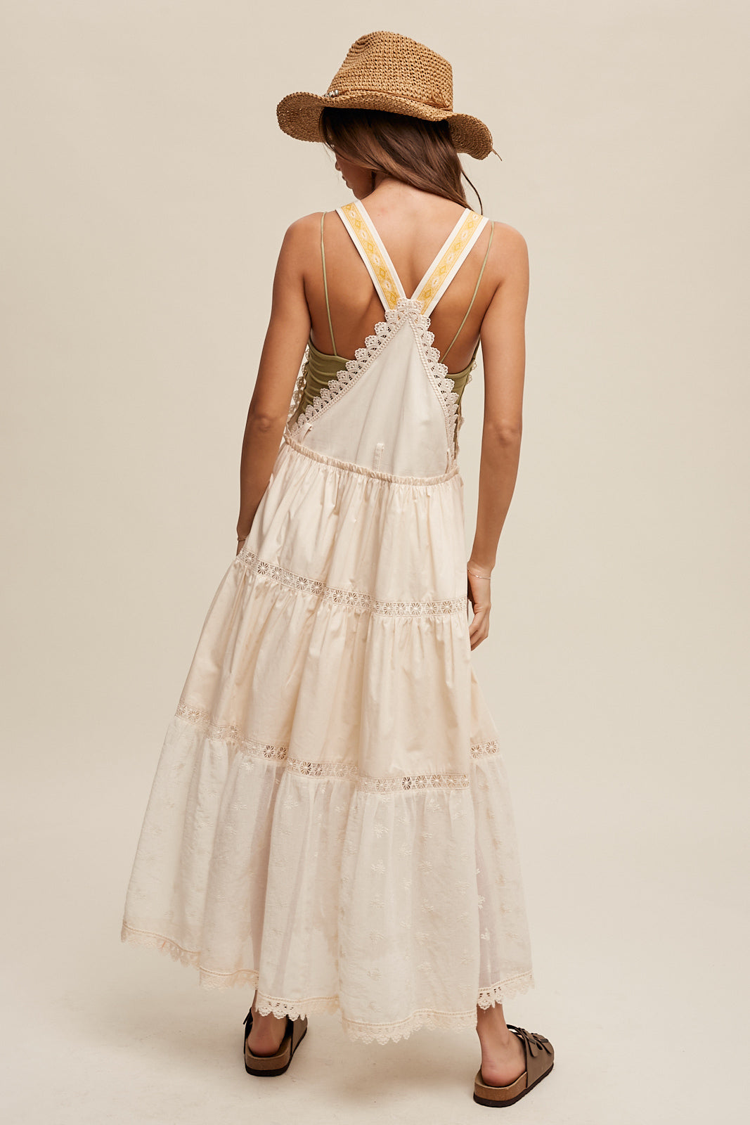 Laced and Tiered Romantic Overall Maxi Dress – Penelope The Label