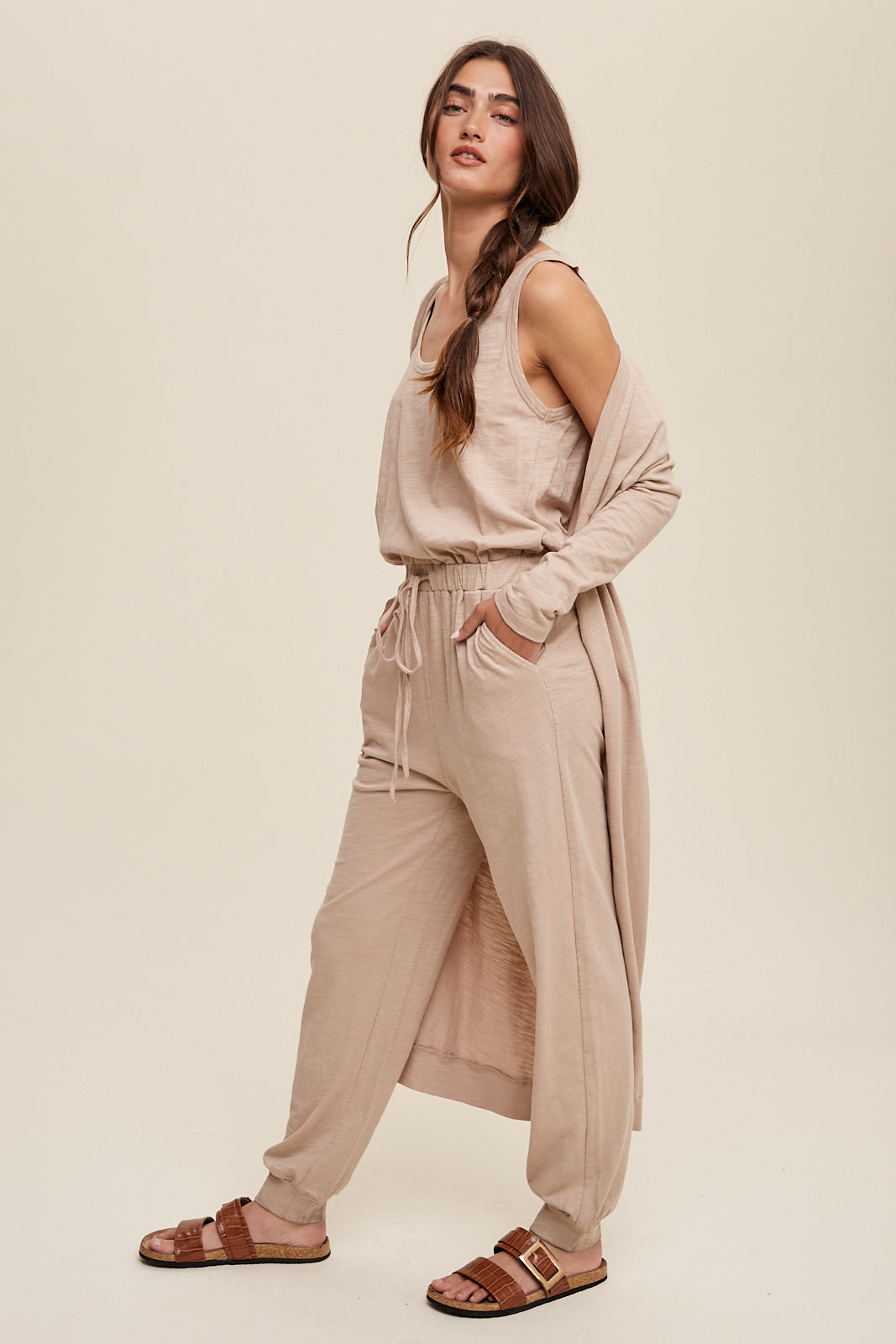 Amy Jumpsuit And Long Cardigan Set