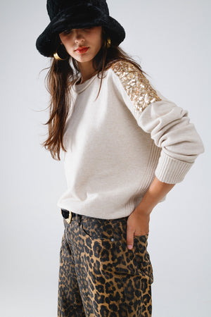 Sweater With Sequins On Shoulders