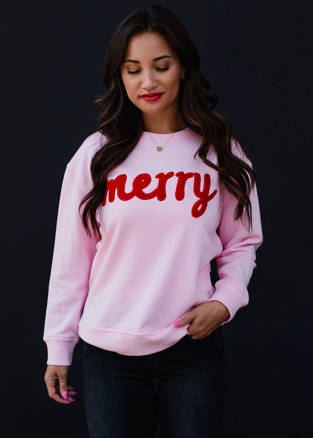 Pink 'Merry" Sweatshirt