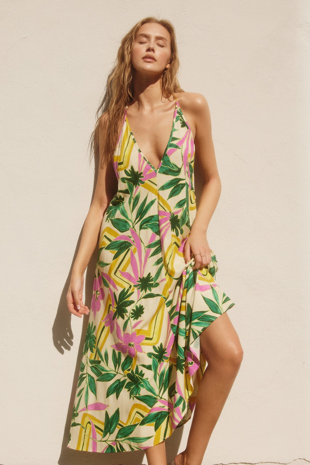 Paradise Tropical Print Maxi Dress