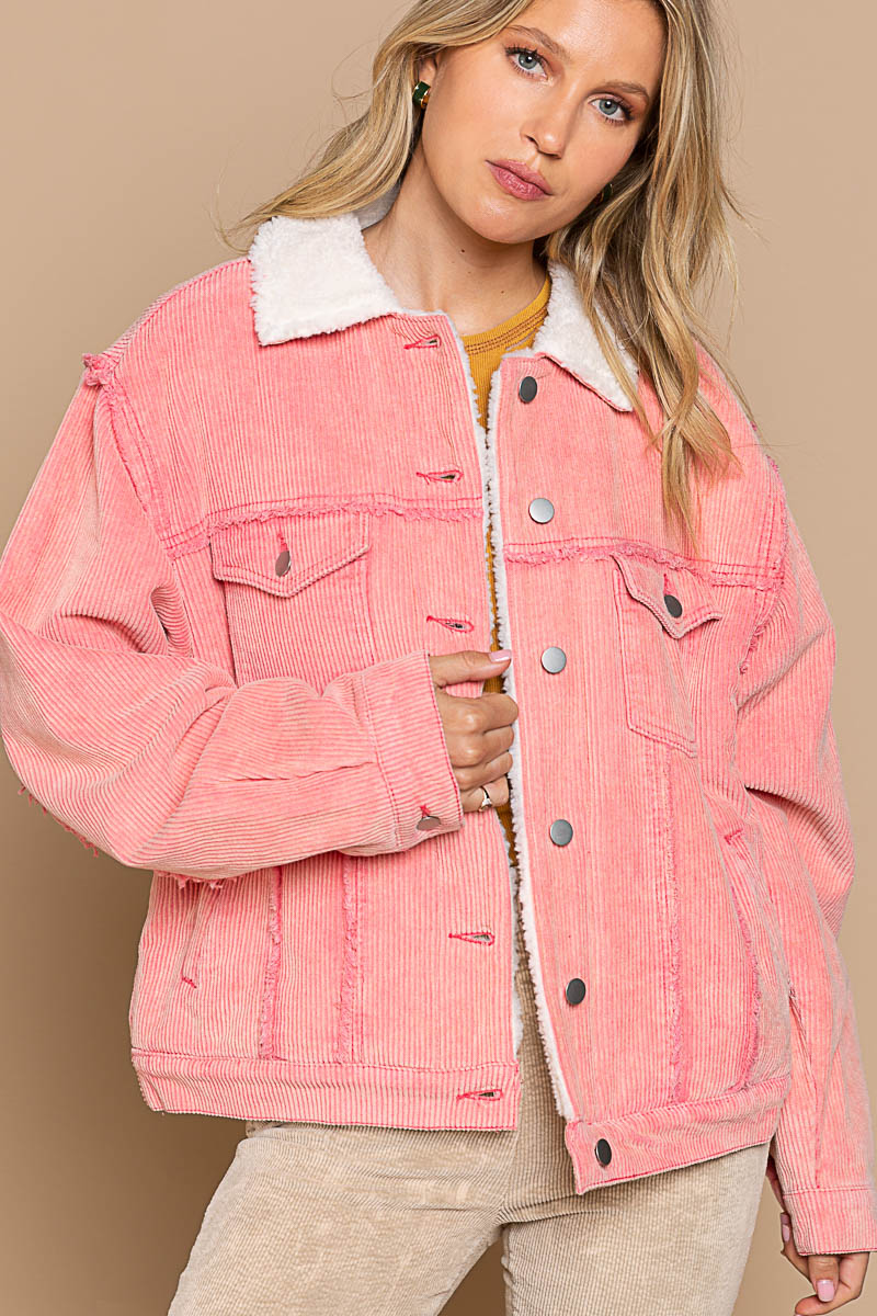 Pink corduroy clearance sherpa jacket