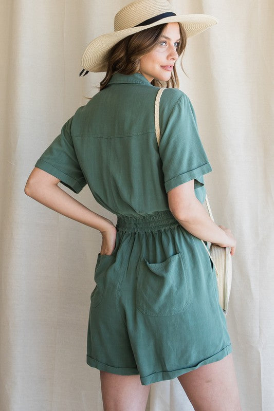 Sanctuary linen utility store romper