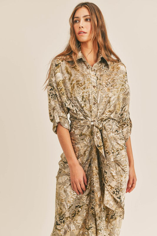 Shirt dress cheap snake print