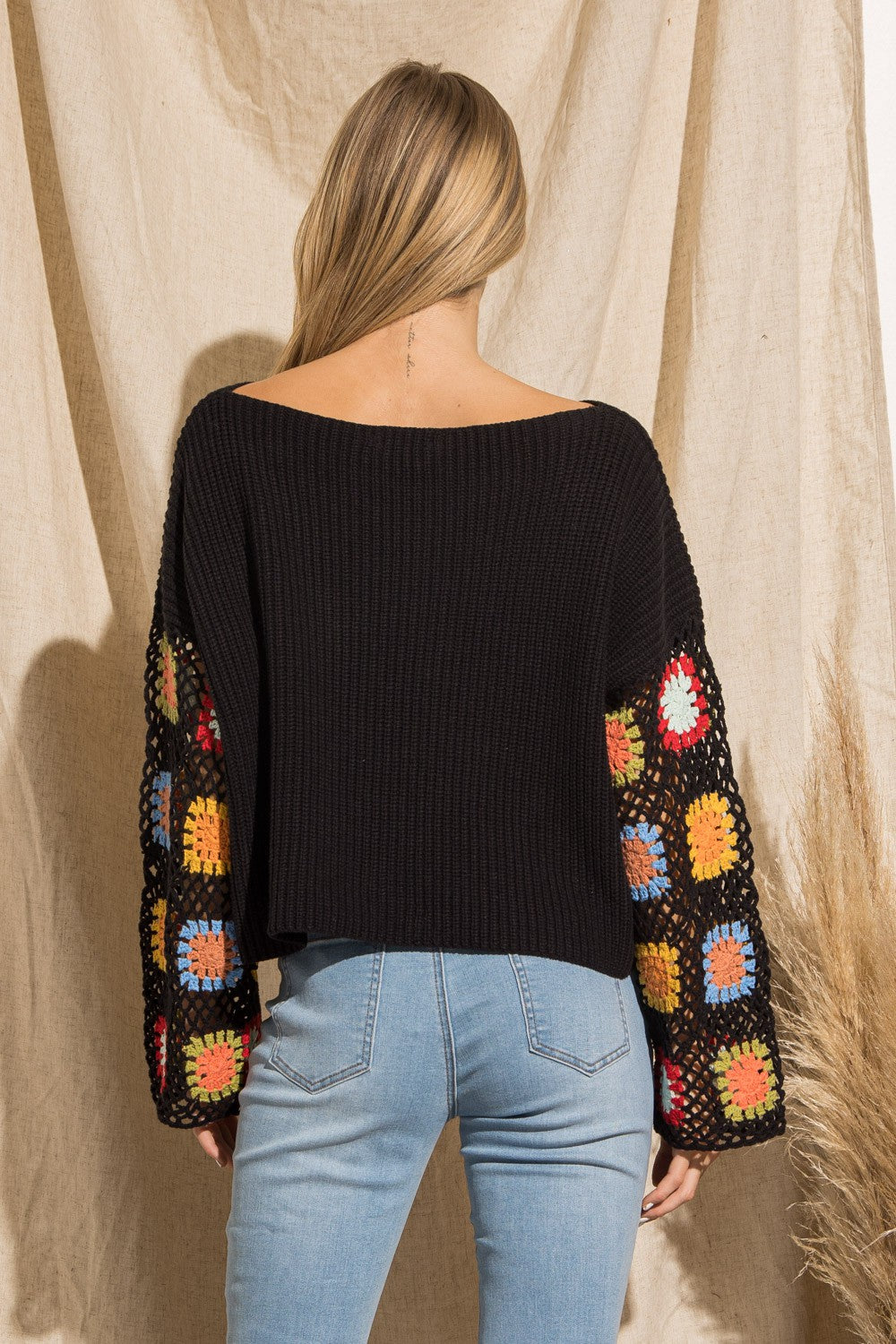 Crochet Sleeve Detail Sweater