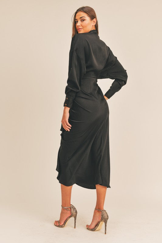 Satin Button Down Shirt Midi Dress Penelope The Label Satin Button Down Shirt Midi Dress Penelope The Label