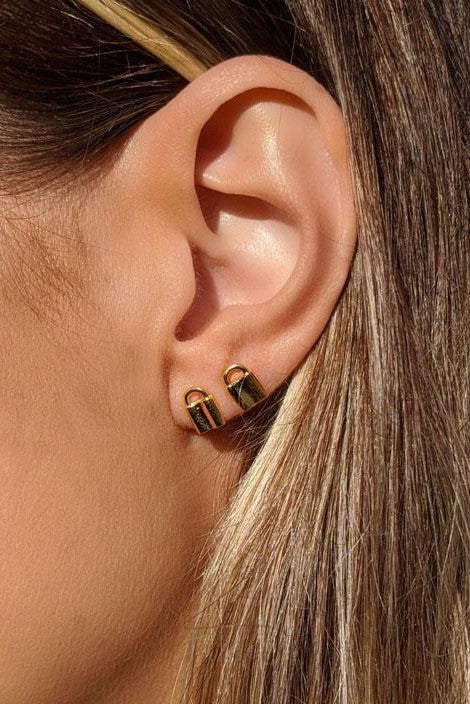 Tiny Padlock Stud Earrings