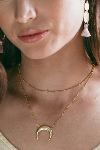 Gold Celtic Goddess Crescent Necklace