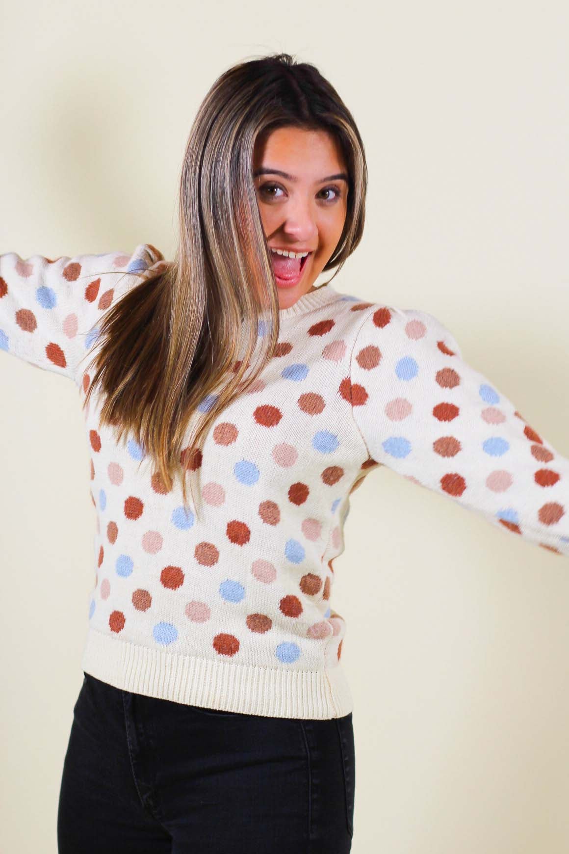 Multi-Colored Polka Dot Sweater