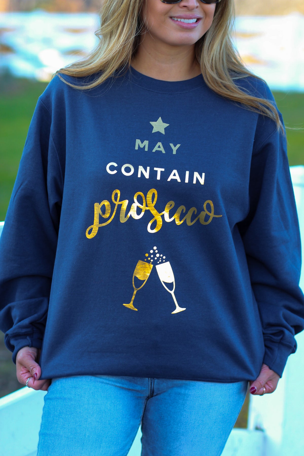 "May Contain Prosecco" Graphic Sweatshirt