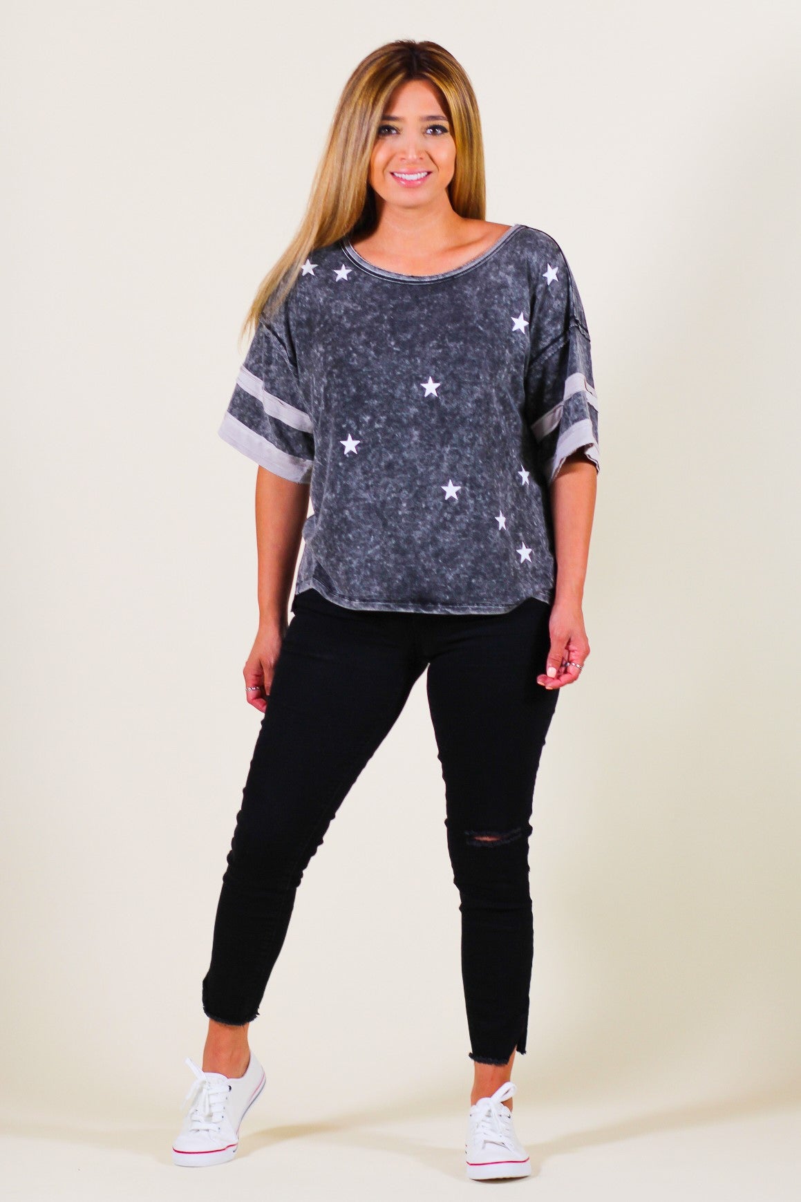 Star Print Mineral Washed Tee