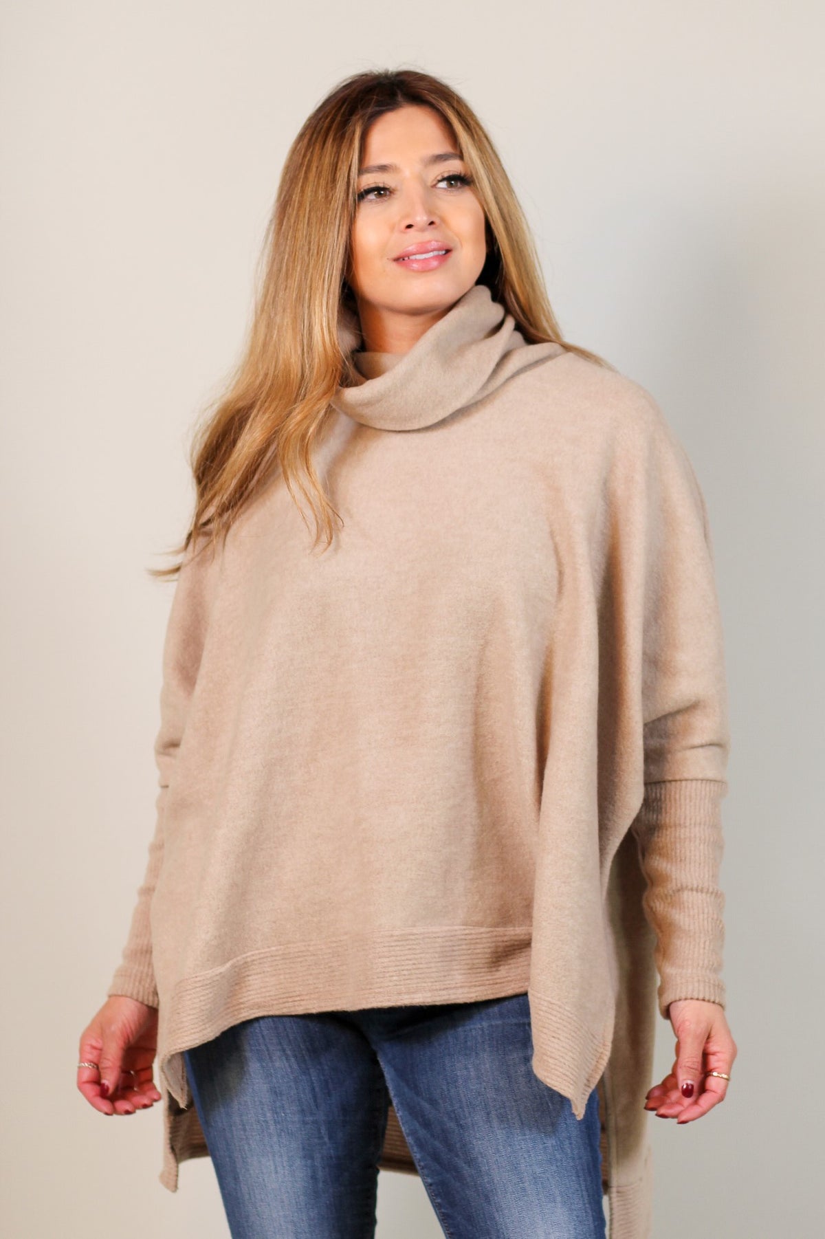 Cowl Turtleneck Sweater Top