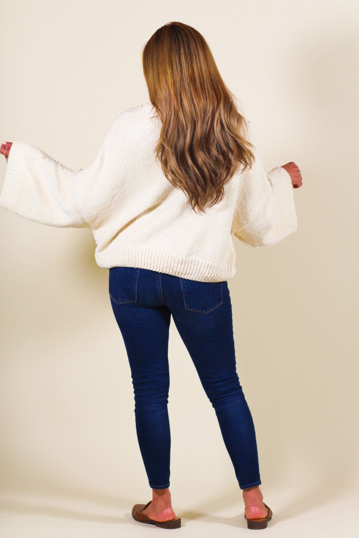 Pearl Statement Chenille Knit Sweater