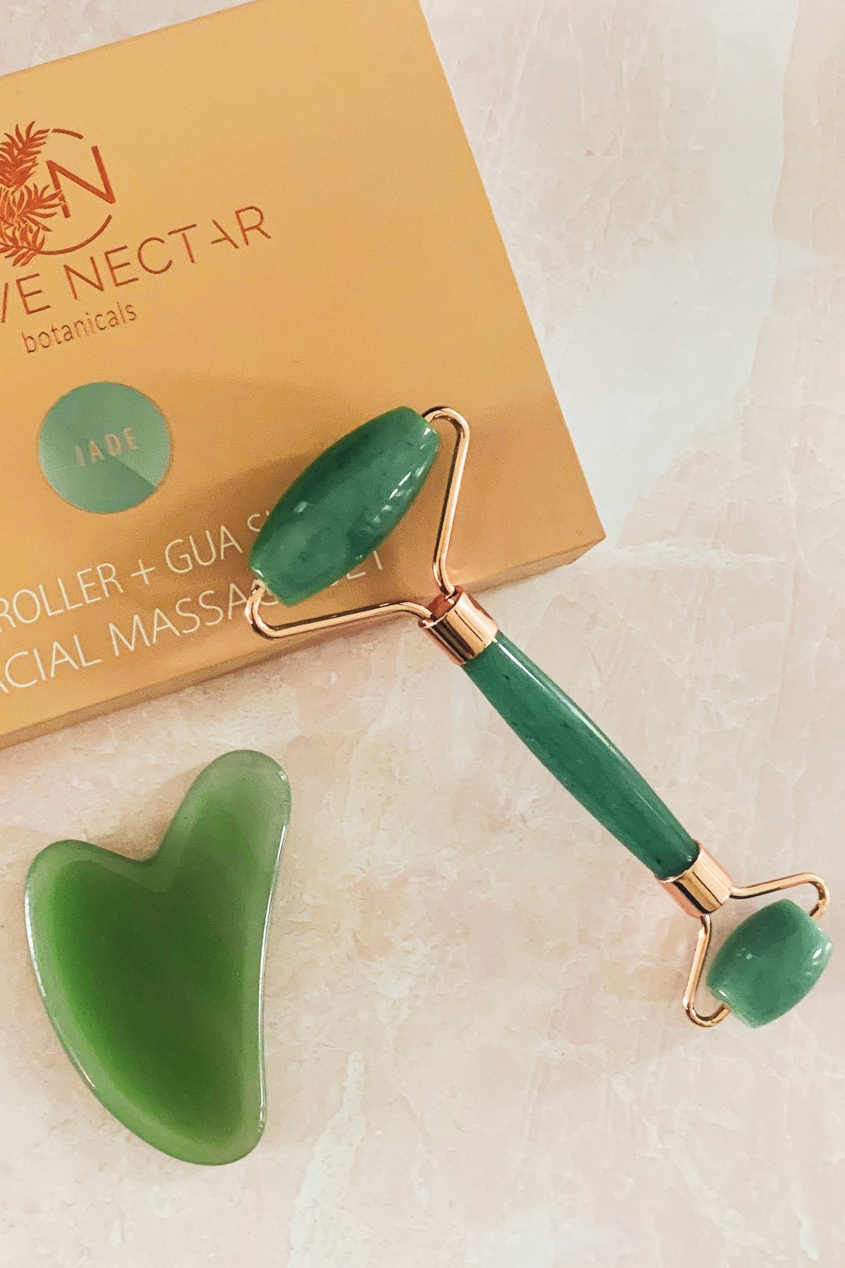 Gemstone Roller + Gua Sha Facial Massage Set