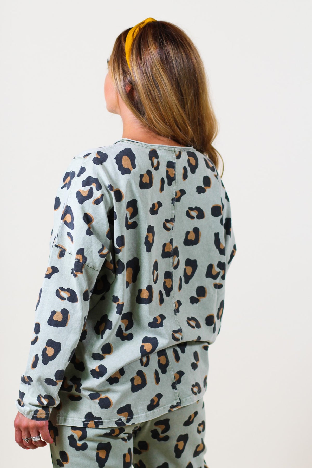 Long Sleeve Leopard Printed Cotton Tunic