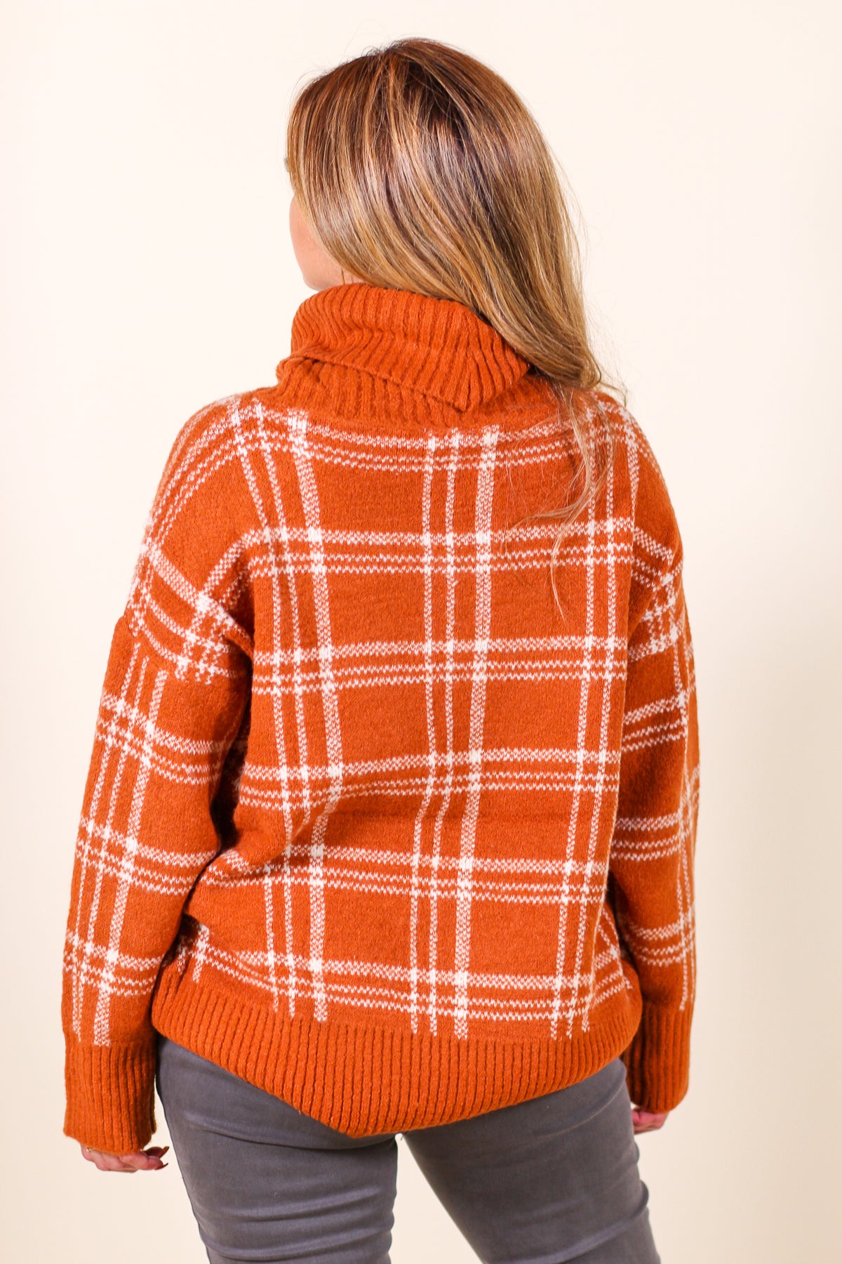 Cozy Plaid Turtleneck Sweater
