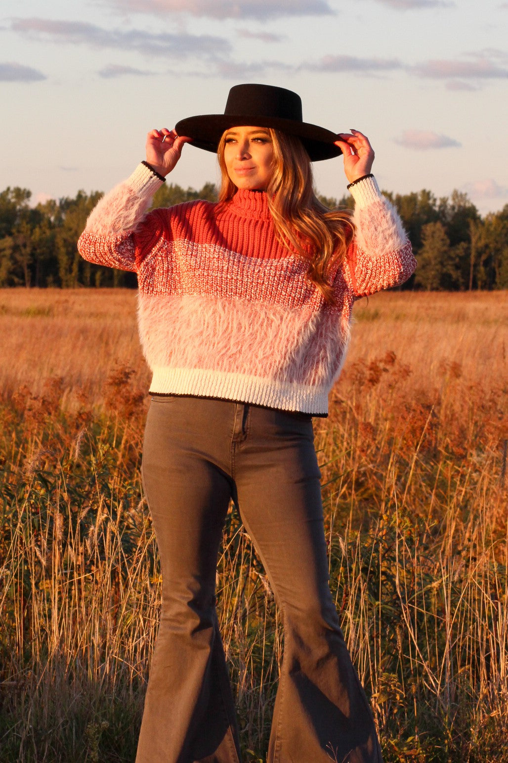 Color Block Fuzzy Sweater