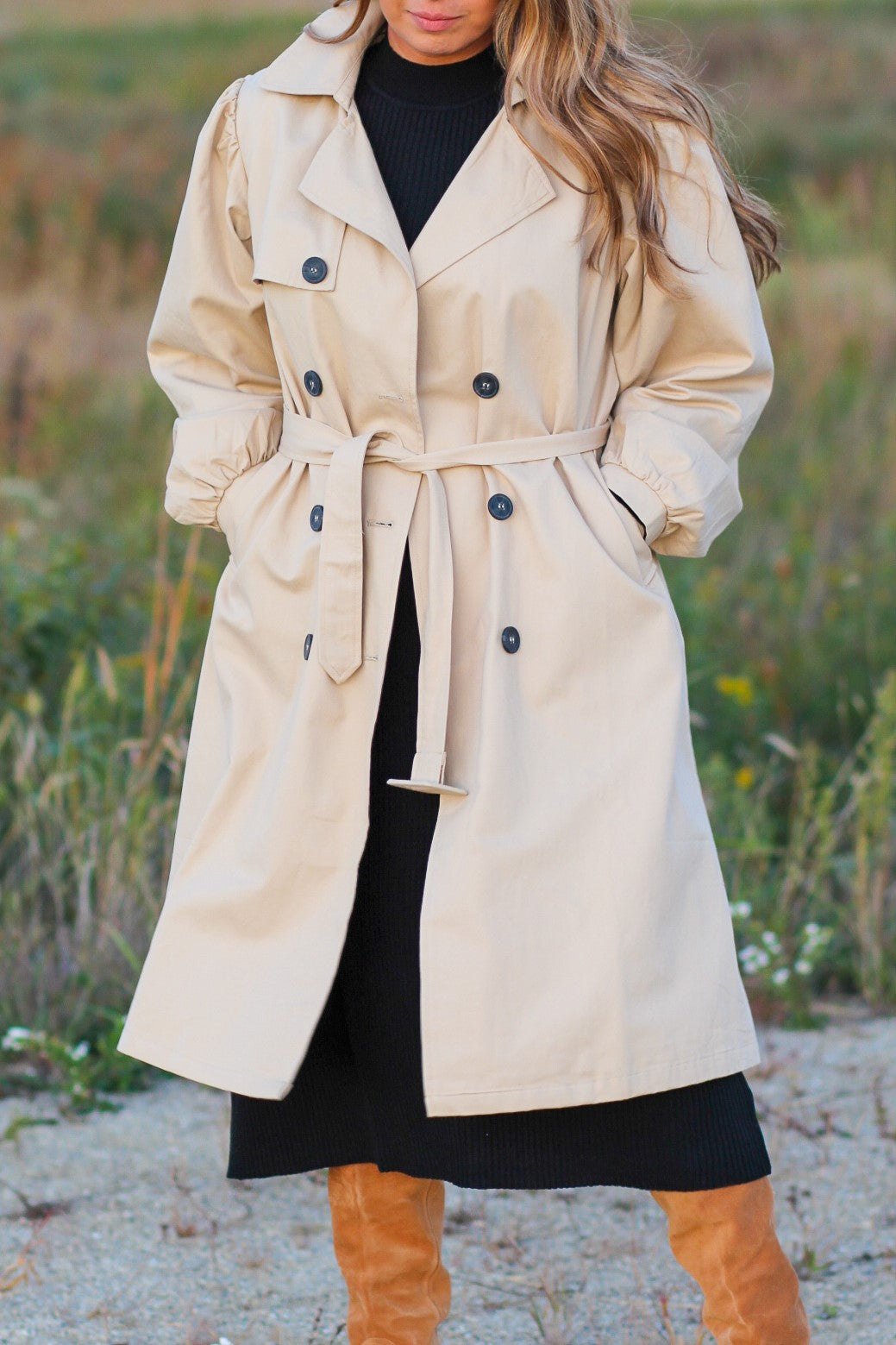 Balloon Sleeve Trench Coat