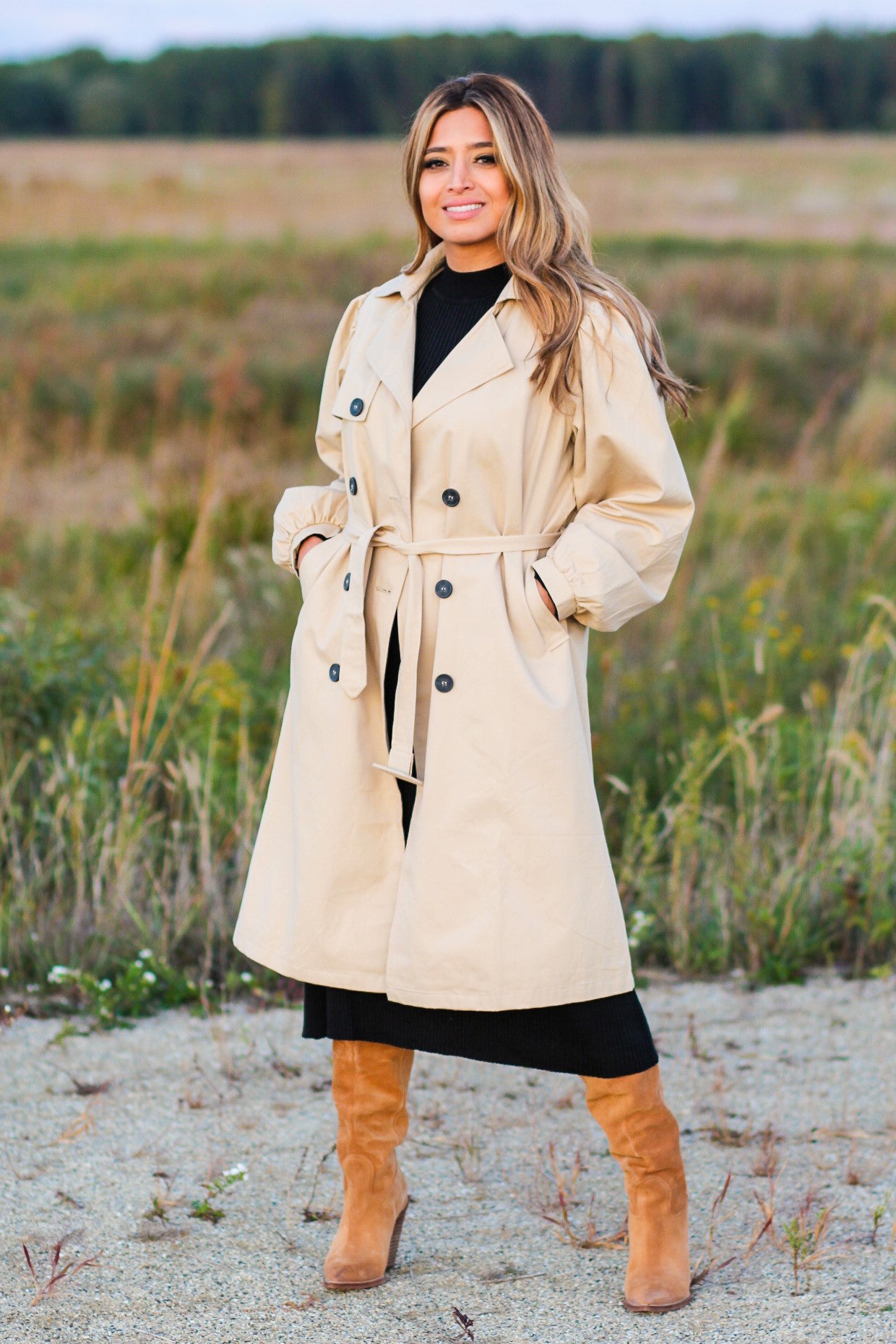 Balloon Sleeve Trench Coat