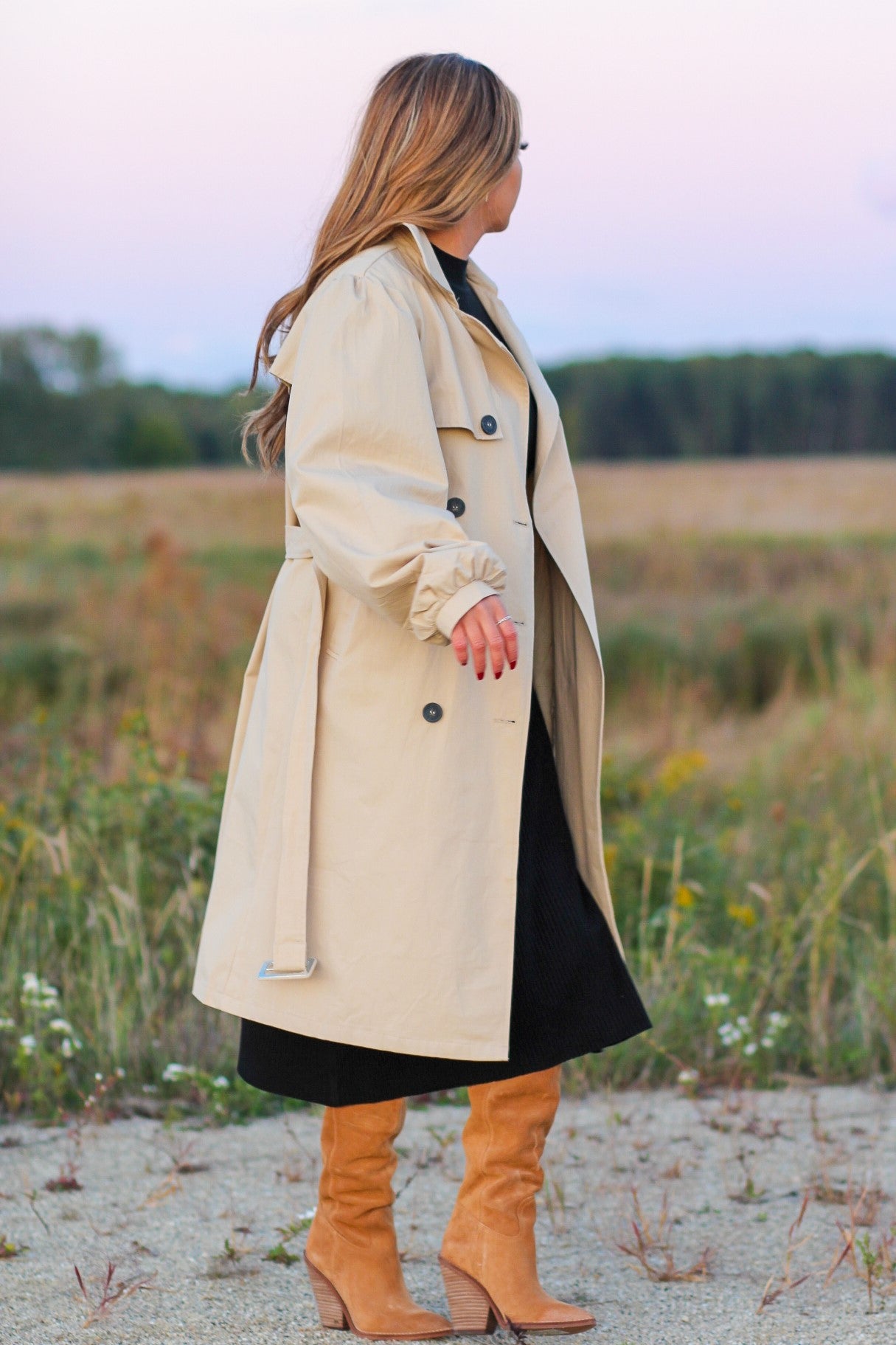 Balloon Sleeve Trench Coat