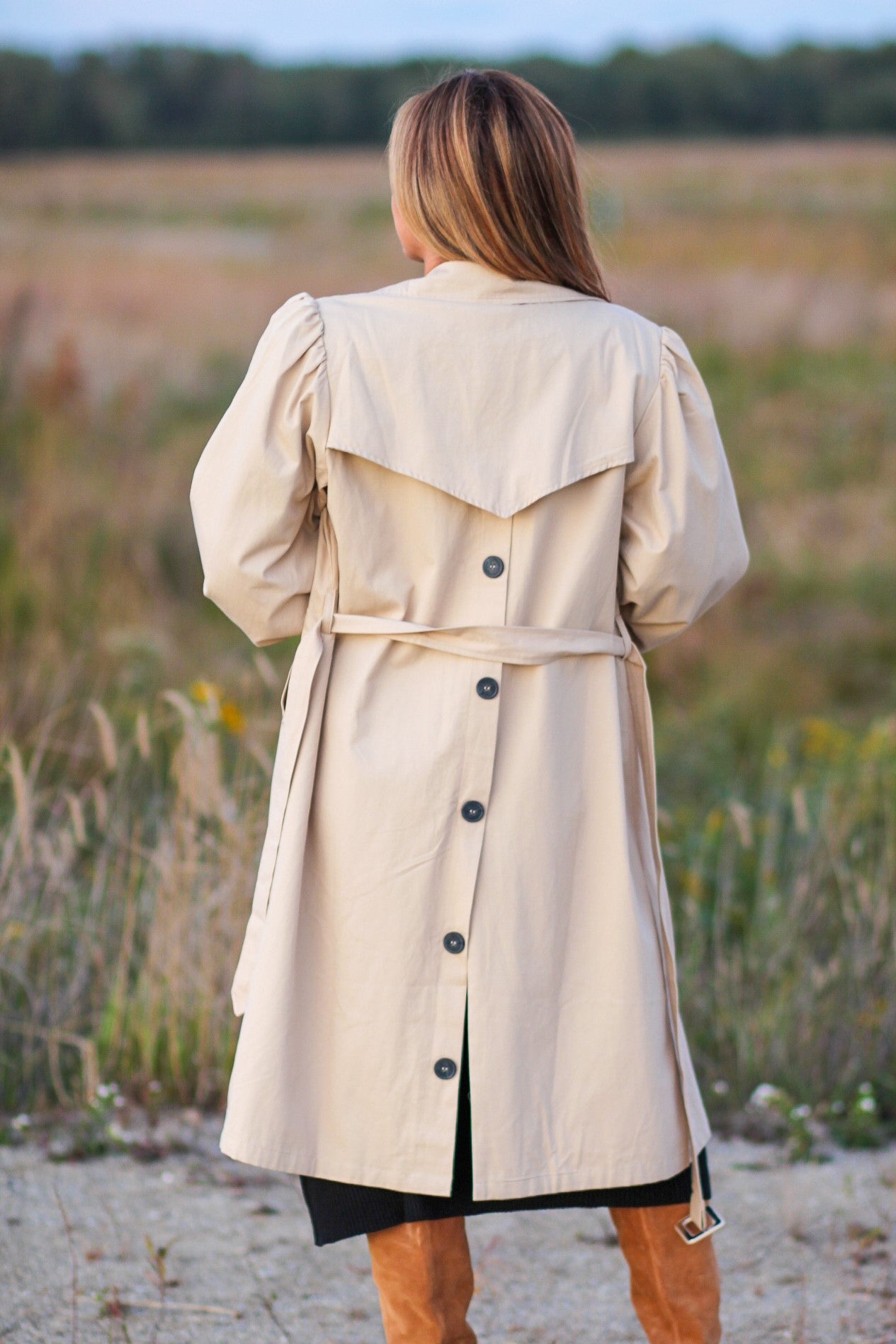 Balloon Sleeve Trench Coat