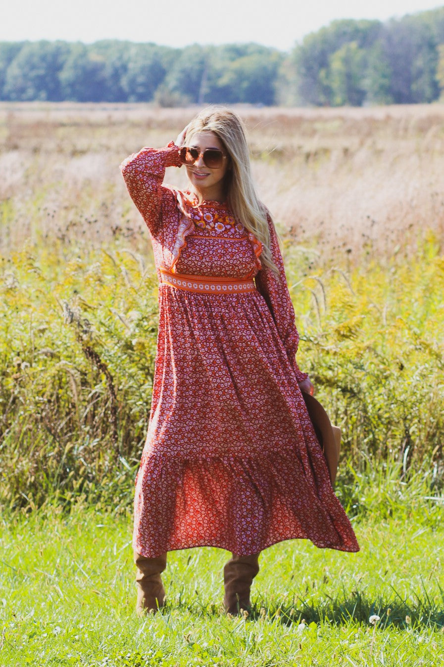 Boho Floral Print Midi Dress Penelope The Label Boho Floral Print Midi Dress Penelope The Label