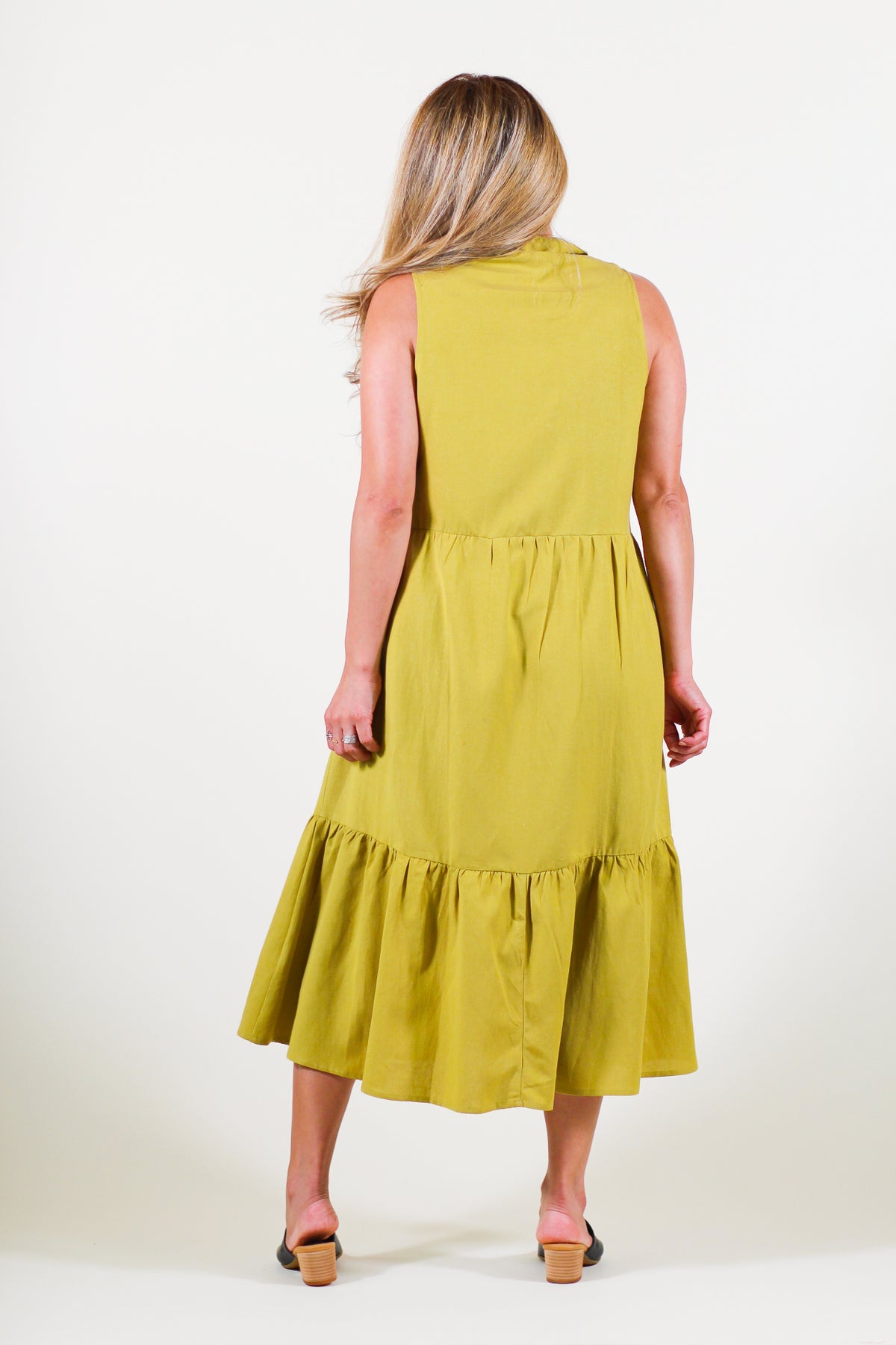 Aimee Classic Linen Button Midi Dress