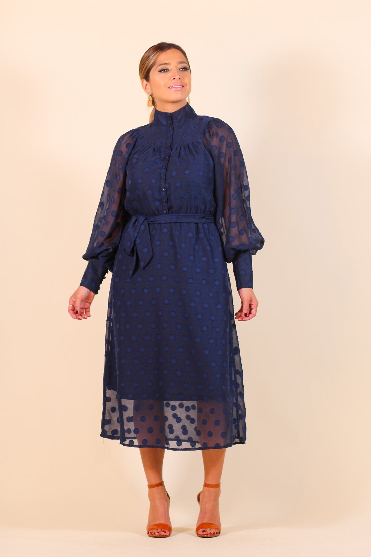 Polka Dot Victorian Midi Dress