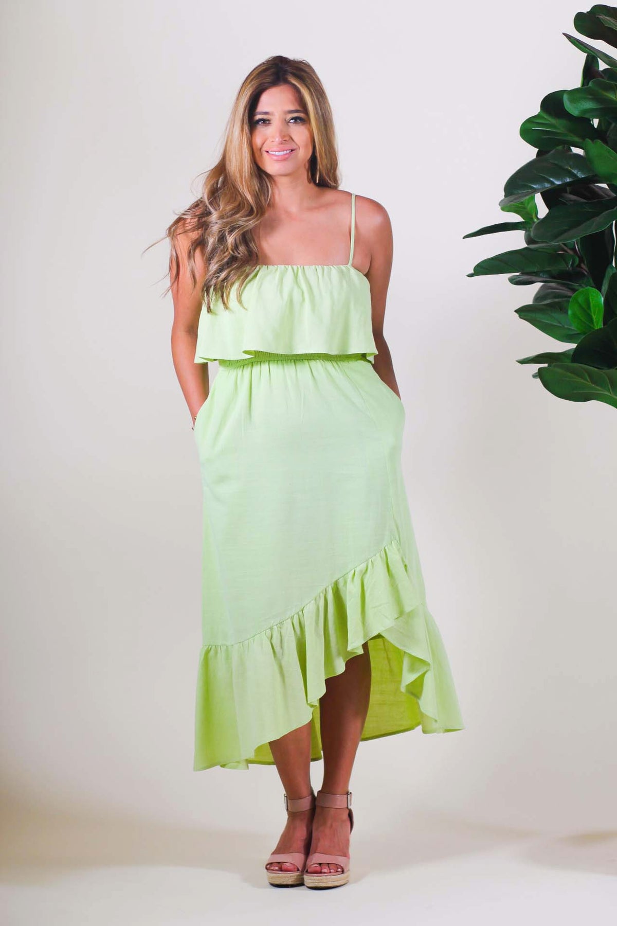 Asymmetrical Ruffle Cami Dress Penelope The Label Asymmetrical Ruffle Cami Dress Penelope The Label