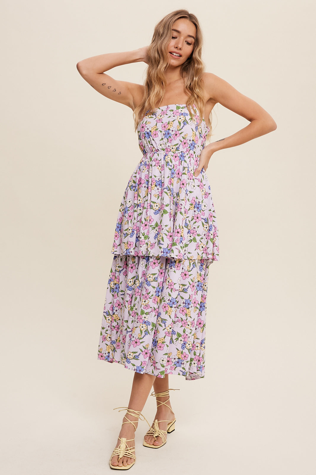 Floral Tiered Open Back Midi Dress Penelope The Label Floral Tiered Open Back Midi Dress Penelope The Label