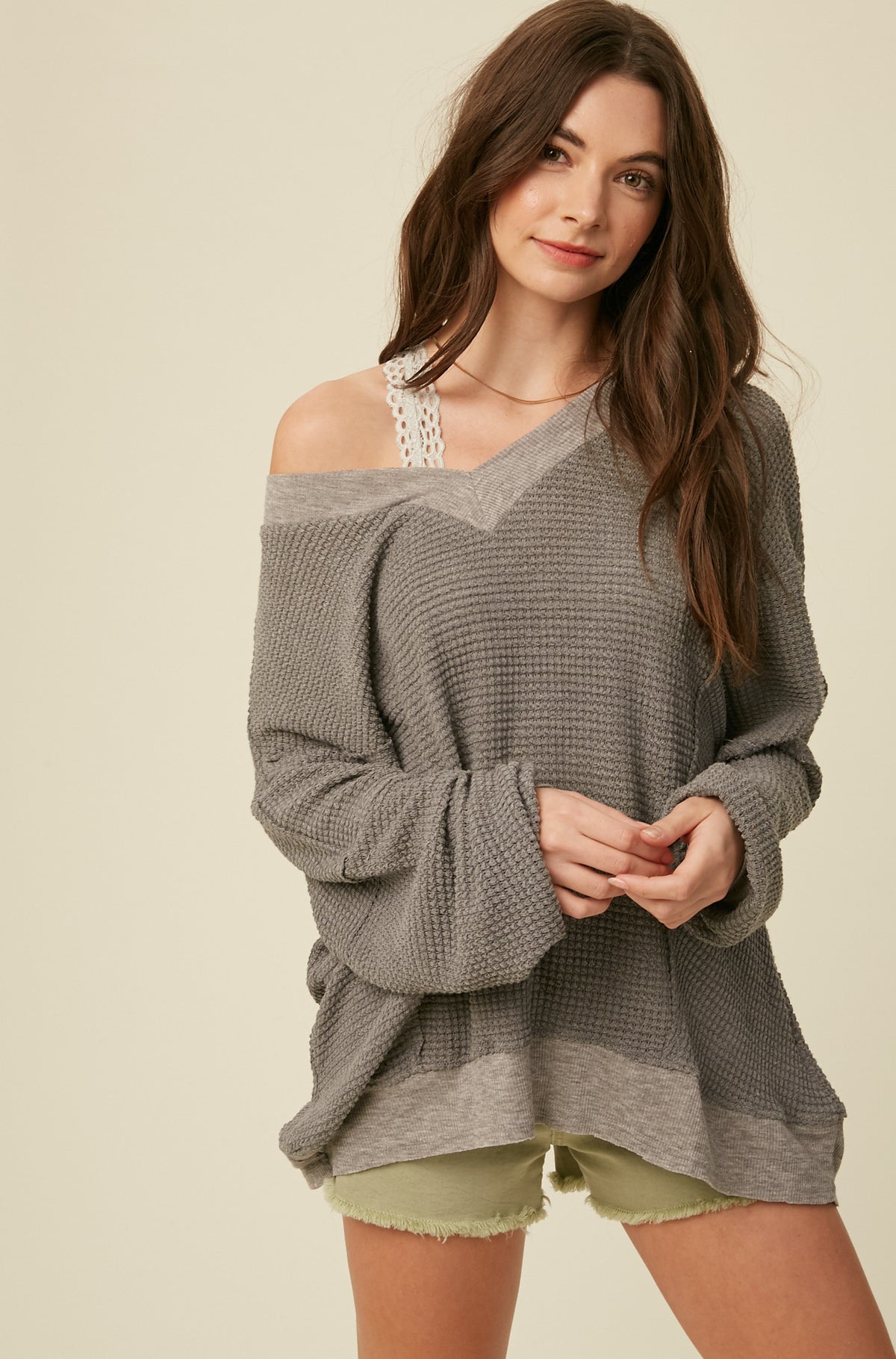 Waffle Texture Open Back Top