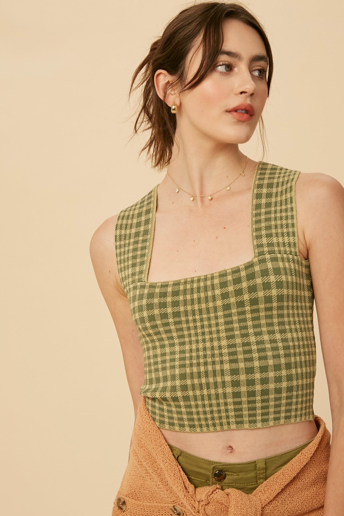 Penny Plaid Cropped Tank