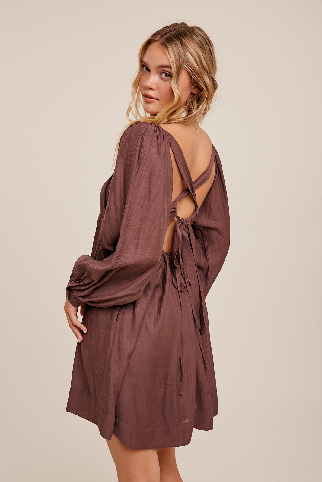 Pleated Square Neck Babydoll Dress Penelope The Label Pleated Square Neck Babydoll Dress Penelope The Label