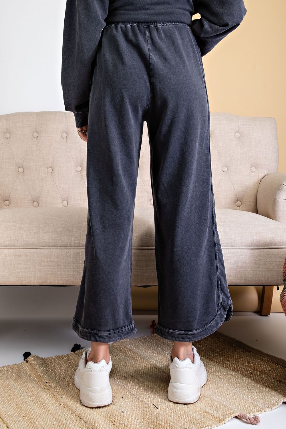 Mineral Washed Wide-Leg Pants