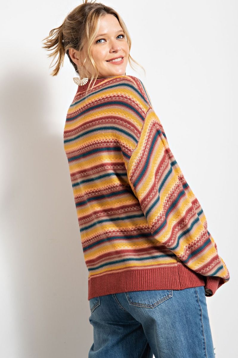 Multi Striped Knitted Sweater Top