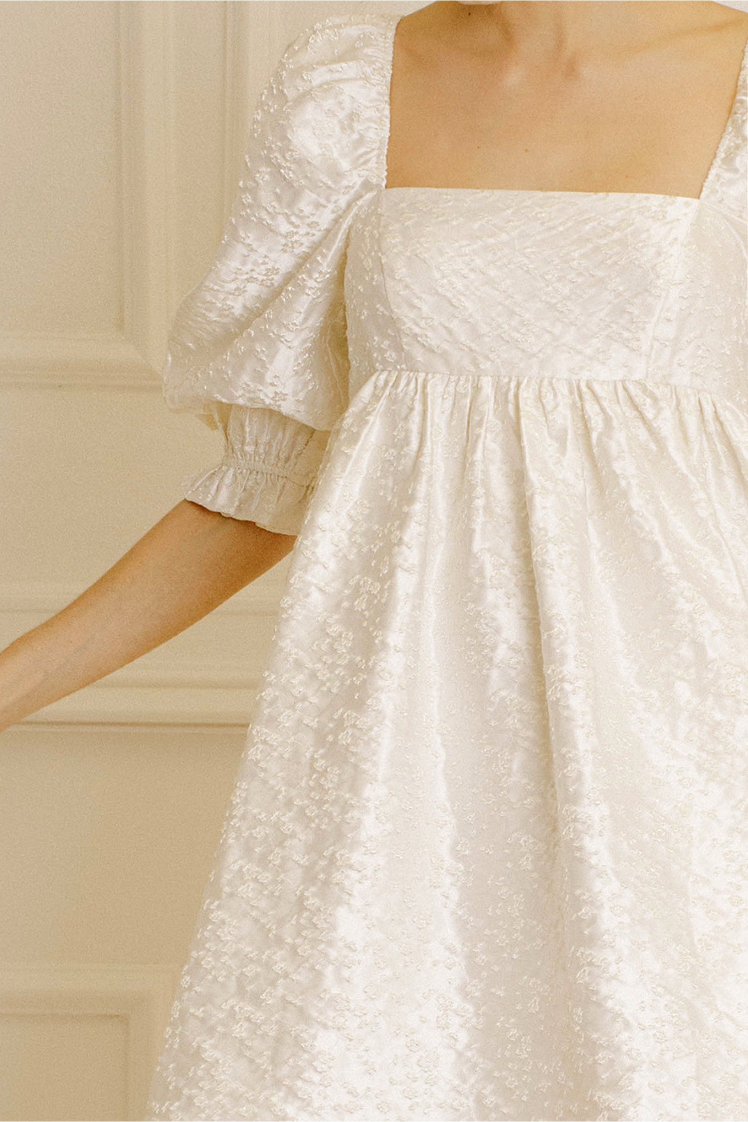 Textured Floral And Satin Baby Doll Mini Dress – Penelope